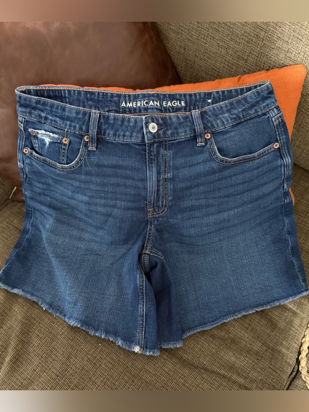 American Eagle Low Rise Baggy Shorts Strech- Dark Blue Denim